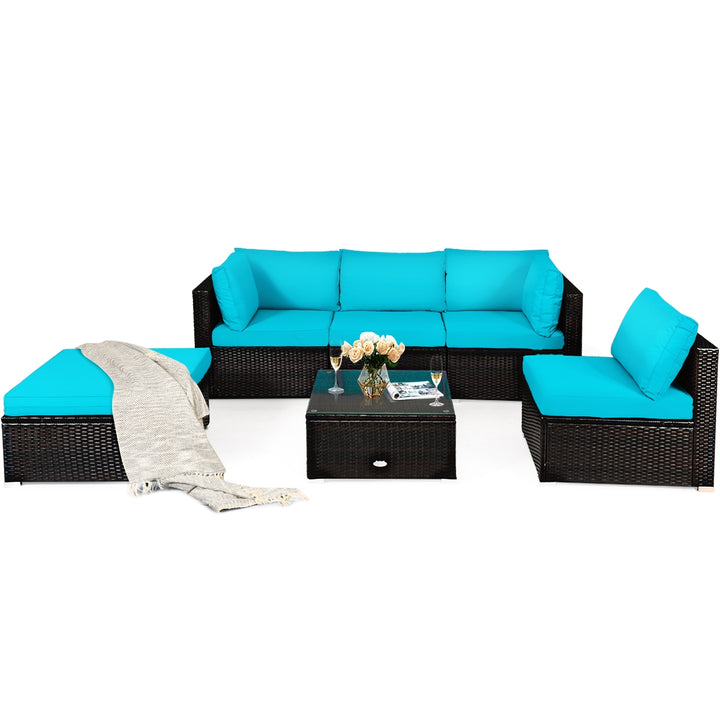 BROOKE 6-Pc Rattan Patio Set with Ottoman