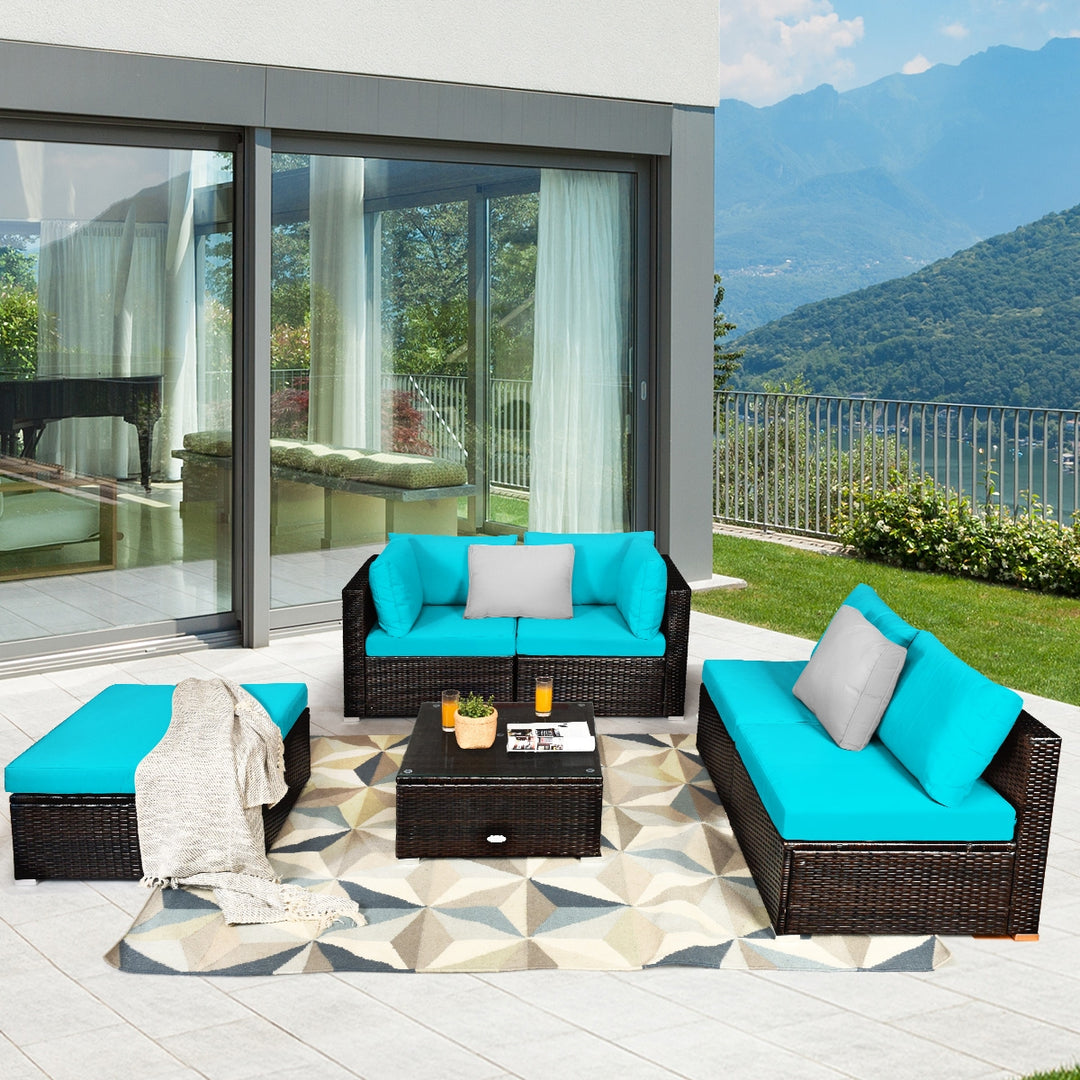 BROOKE 6-Pc Rattan Patio Set with Ottoman