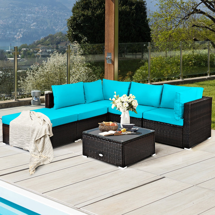 BROOKE 6-Pc Rattan Patio Set with Ottoman