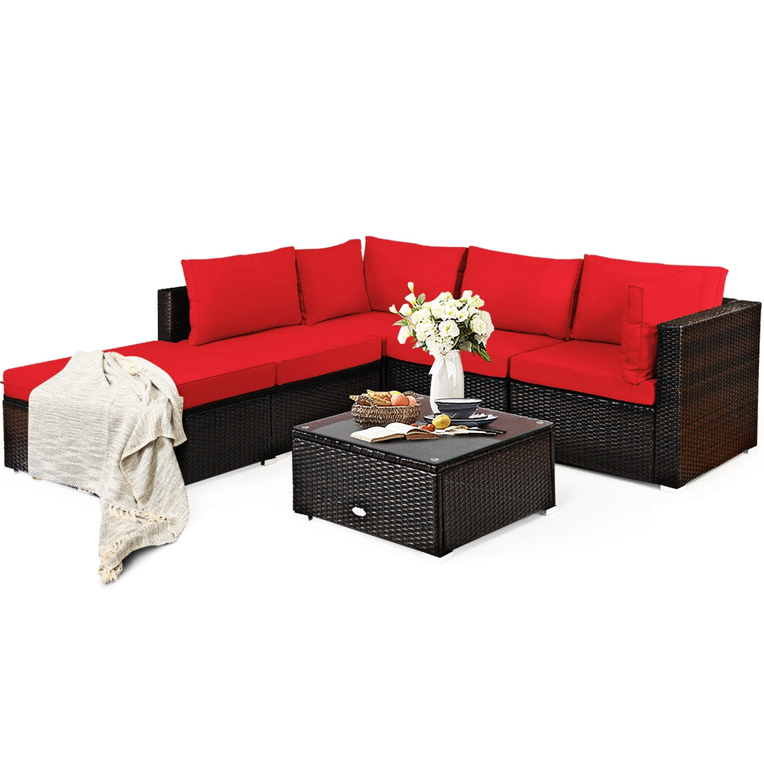 BROOKE 6-Pc Rattan Patio Set with Ottoman