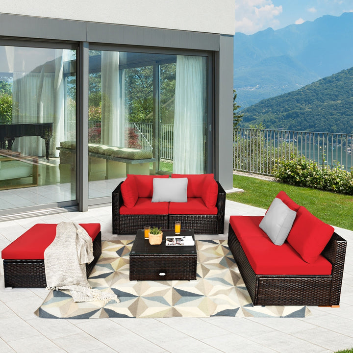 BROOKE 6-Pc Rattan Patio Set with Ottoman