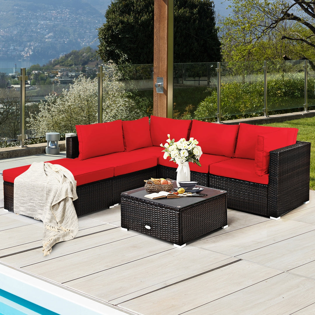 BROOKE 6-Pc Rattan Patio Set with Ottoman