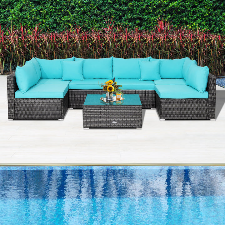 OCEAN 7-Pc Rattan Patio Sofa Set