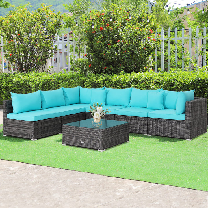 OCEAN 7-Pc Rattan Patio Sofa Set