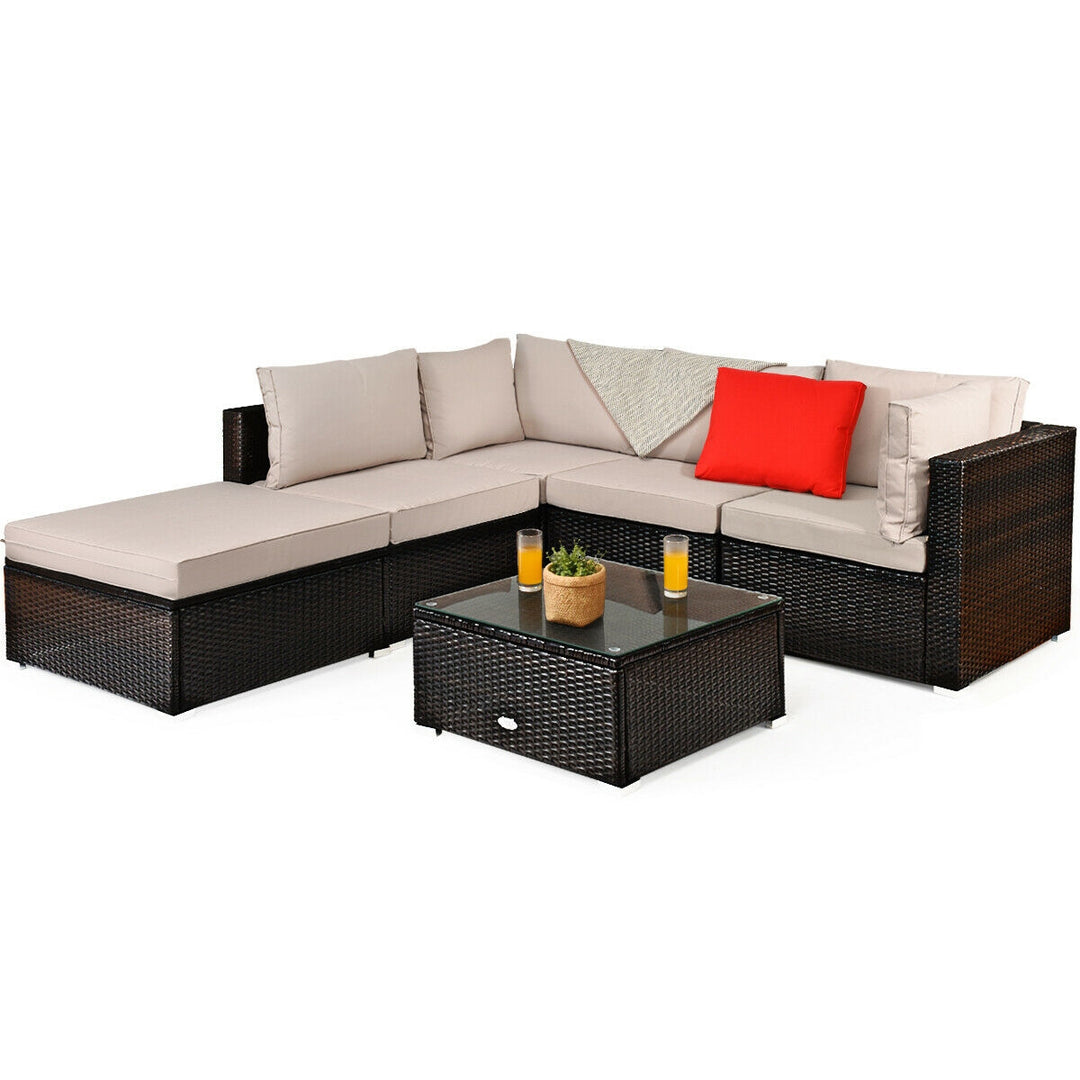 BROOKE 6-Pc Rattan Patio Set with Ottoman